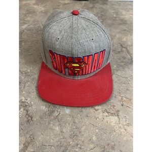 DC Comics Superman Logo Gray and Red Snapback Cap Hat
